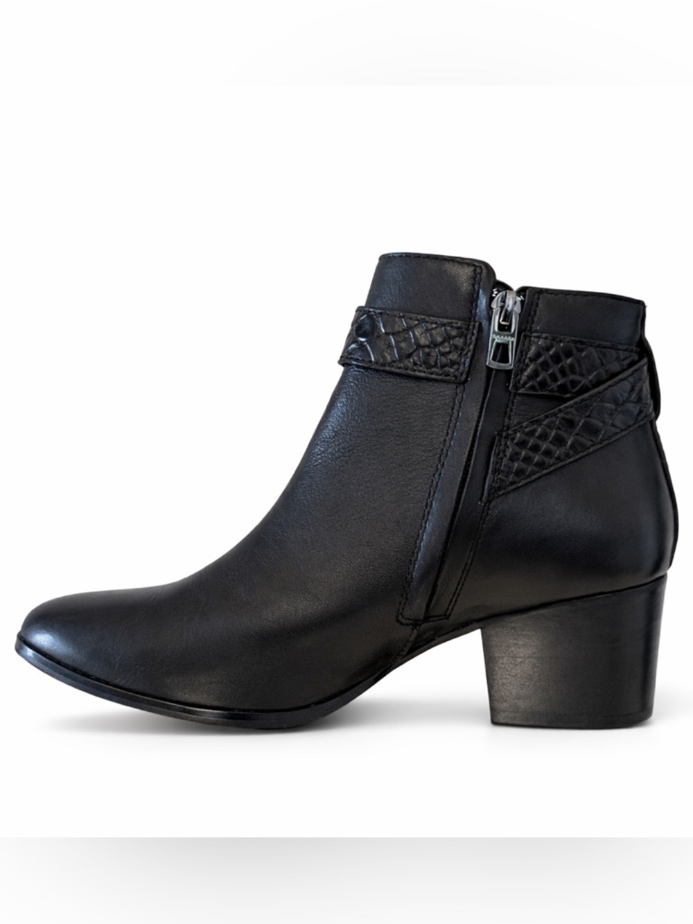 COACH Patricia Black Leather Ankle Boots Turnlock Block Heel Booties Size 6 - Picture 2 of 16